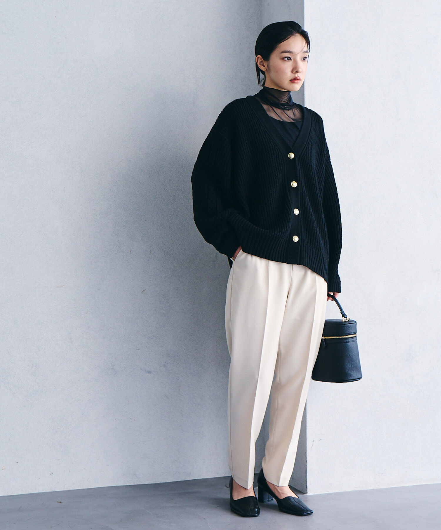 VIS「【洗える】袖ケーブルカーディガン【sustainable】」|カーディガン|