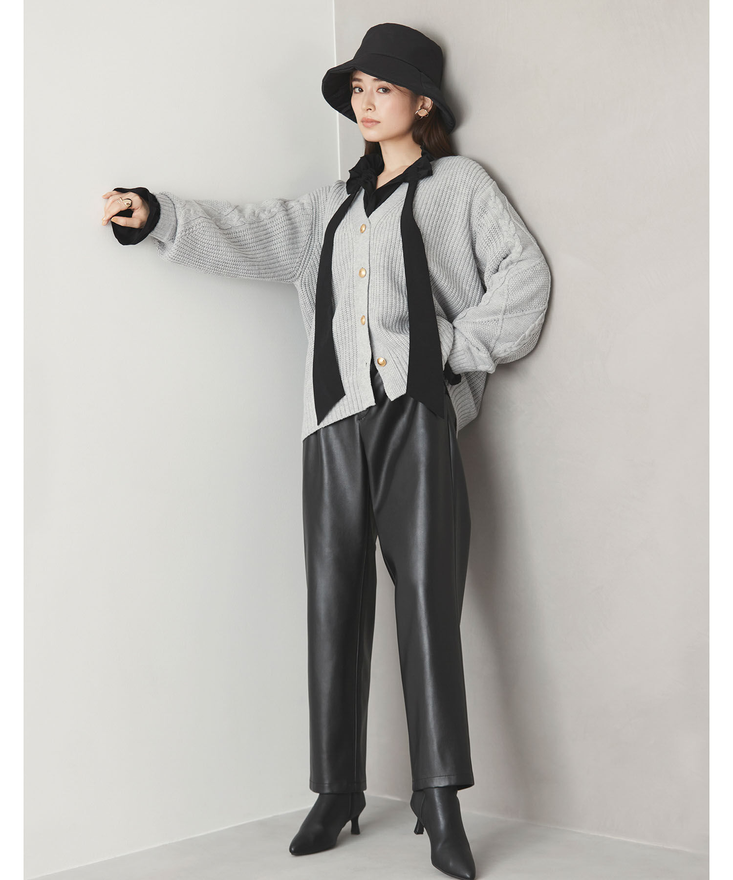 VIS「【洗える】袖ケーブルカーディガン【sustainable】」|カーディガン|