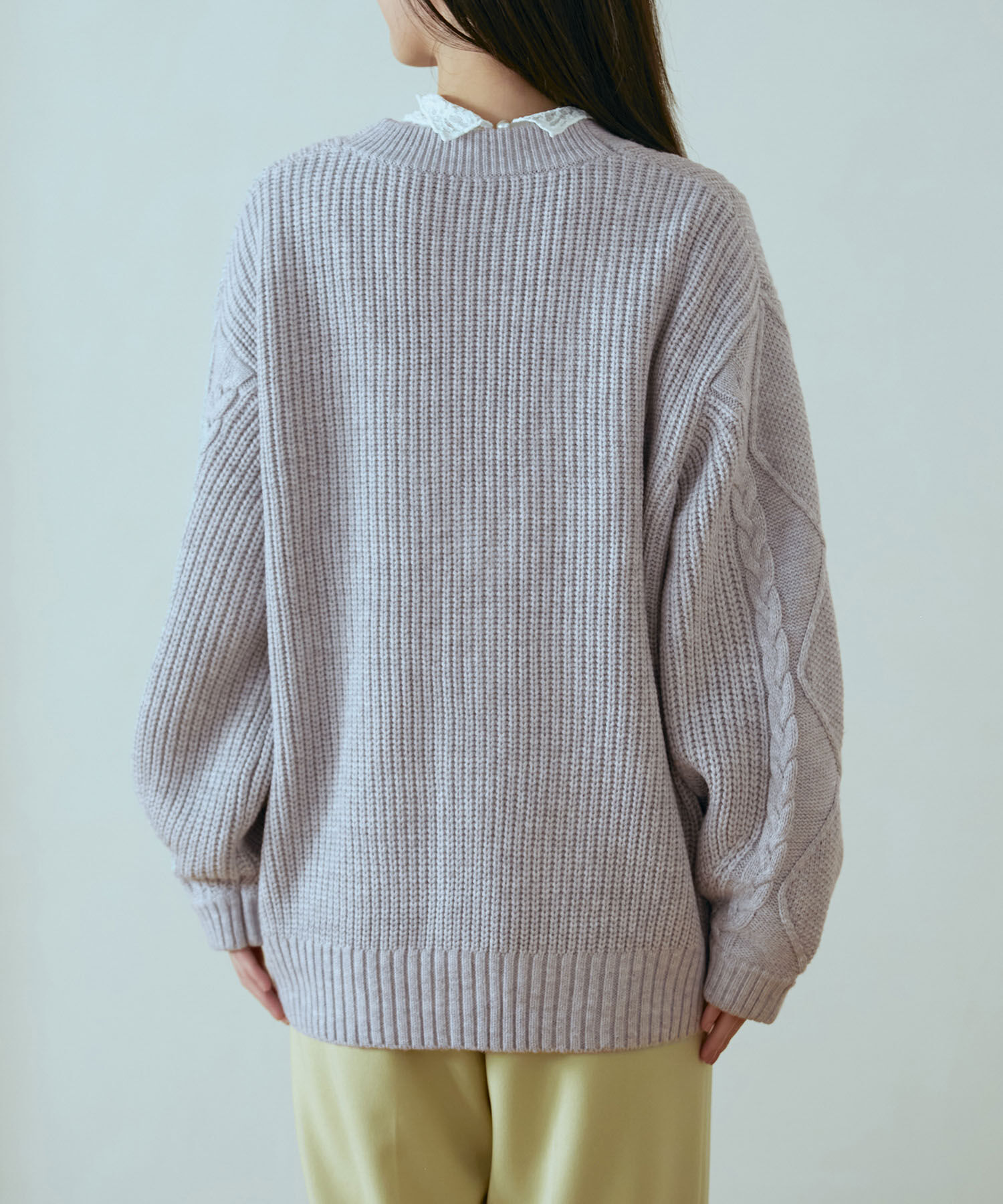 VIS「【洗える】袖ケーブルカーディガン【sustainable】」|カーディガン|