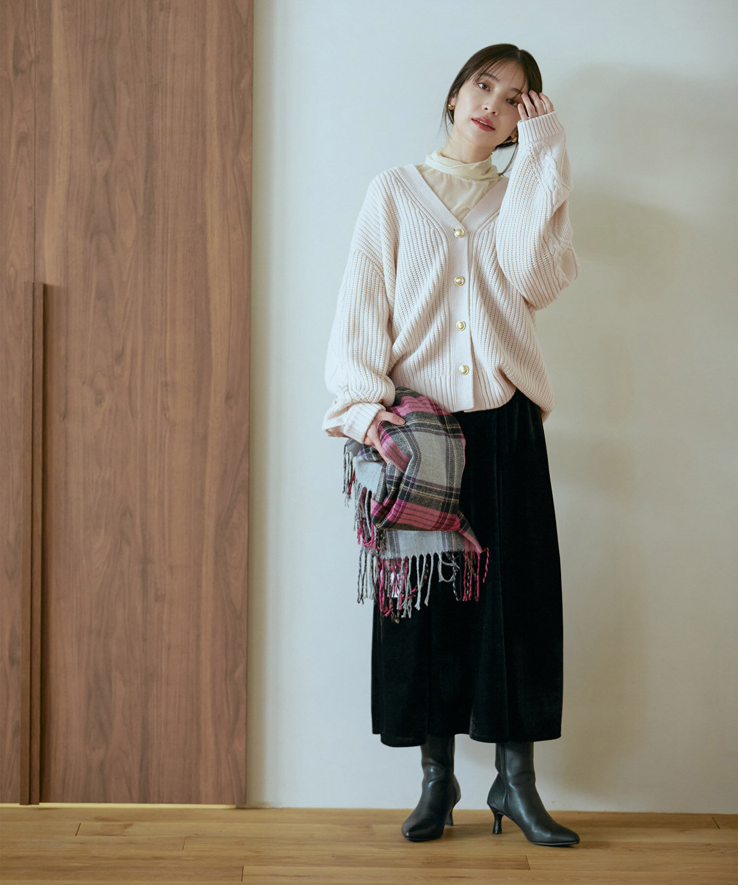 VIS「【洗える】袖ケーブルカーディガン【sustainable】」|カーディガン|