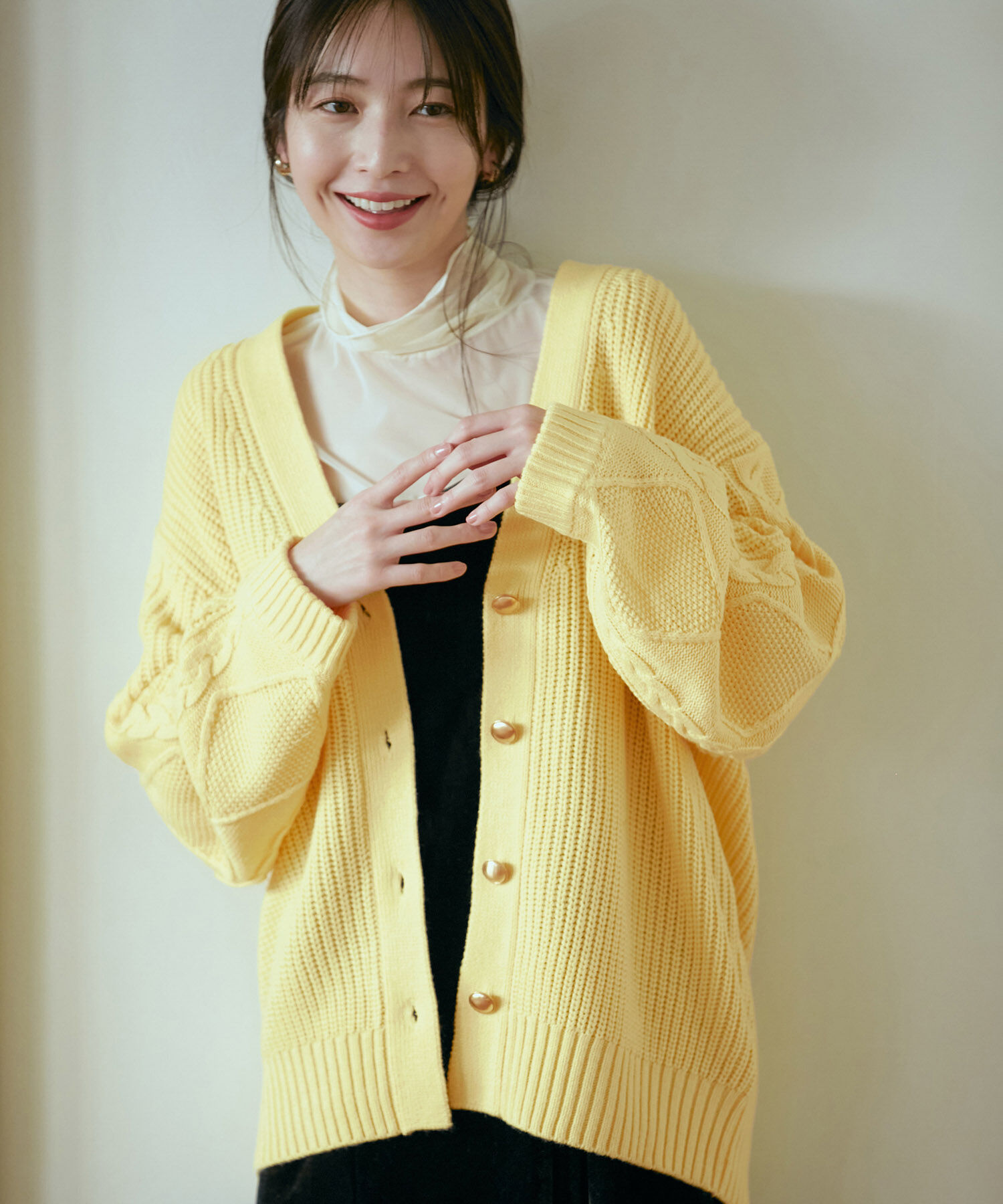 VIS「【洗える】袖ケーブルカーディガン【sustainable】」|カーディガン|