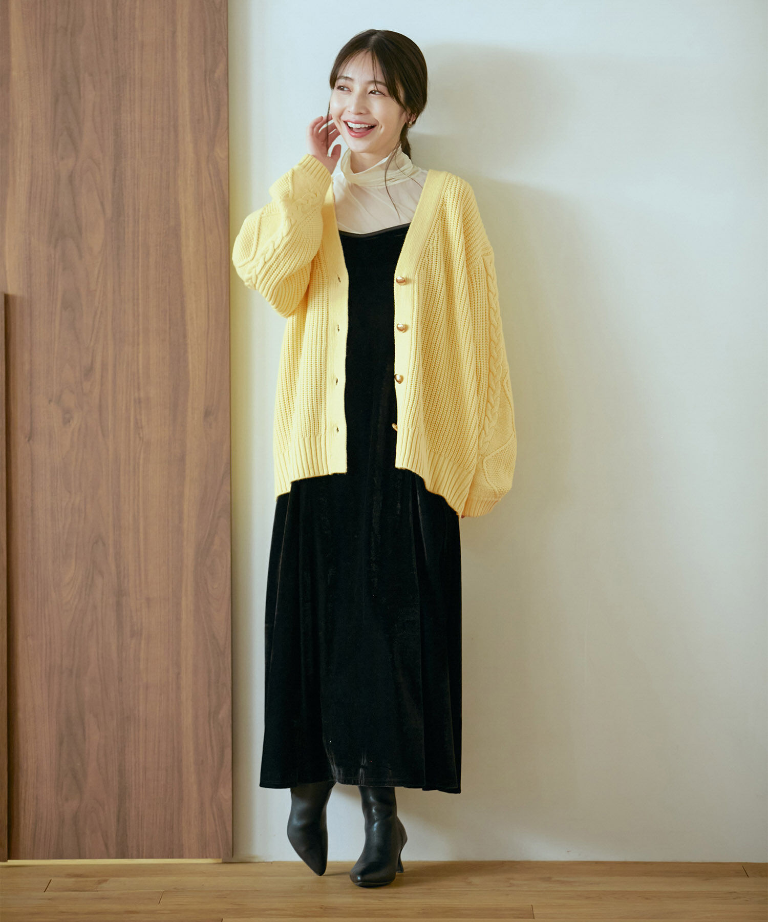 VIS「【洗える】袖ケーブルカーディガン【sustainable】」|カーディガン|