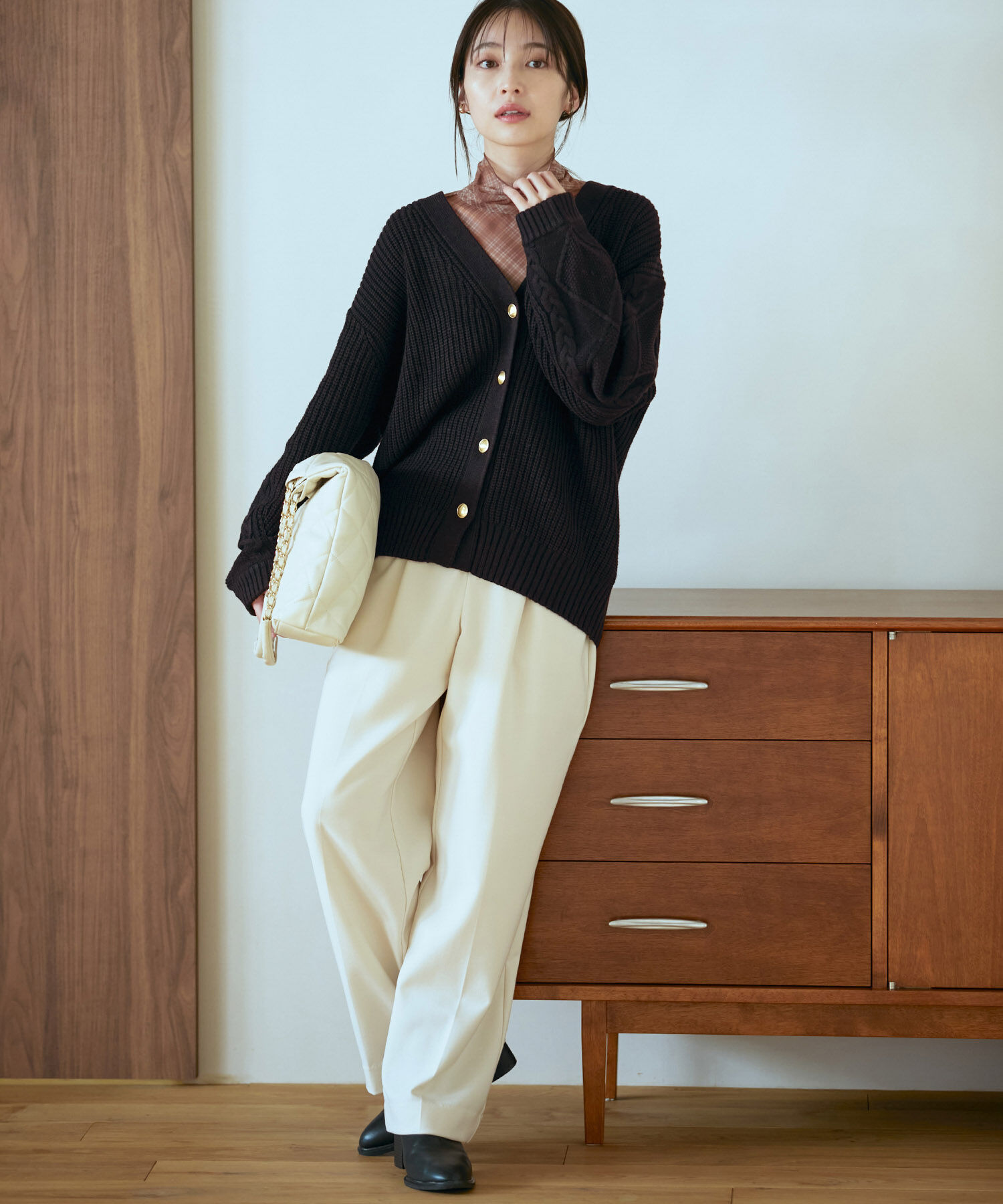 VIS「【洗える】袖ケーブルカーディガン【sustainable】」|カーディガン|