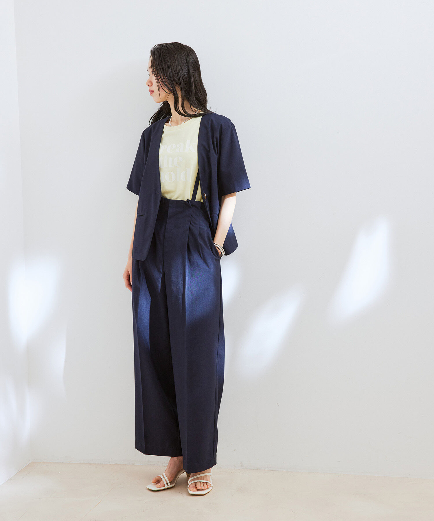 VIS「【接触冷感・防シワ】ハーフスリーブジャケット【セットアップ対応】」|テーラードジャケット|