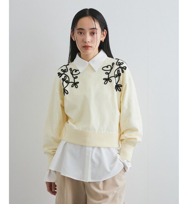 VIS「リーフコード刺繍ニットプルオーバー」|ニット・セーター|