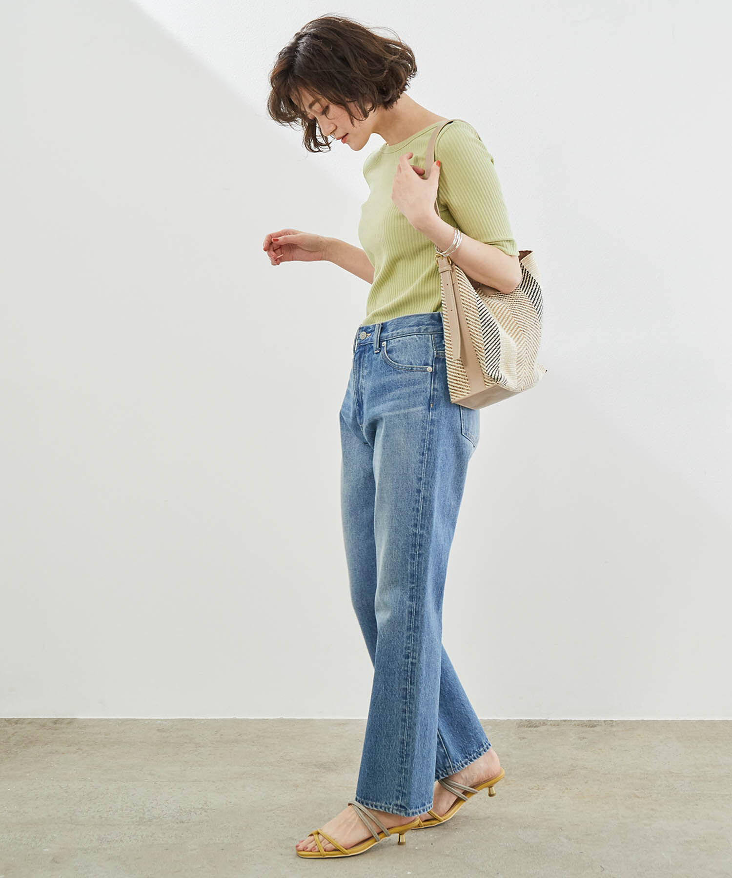 Rope&rsquo;Picnic「【接触冷感・抗菌防臭】ミントレーヨンバックシャンハーフスリーブトップス」|ニット・セーター|