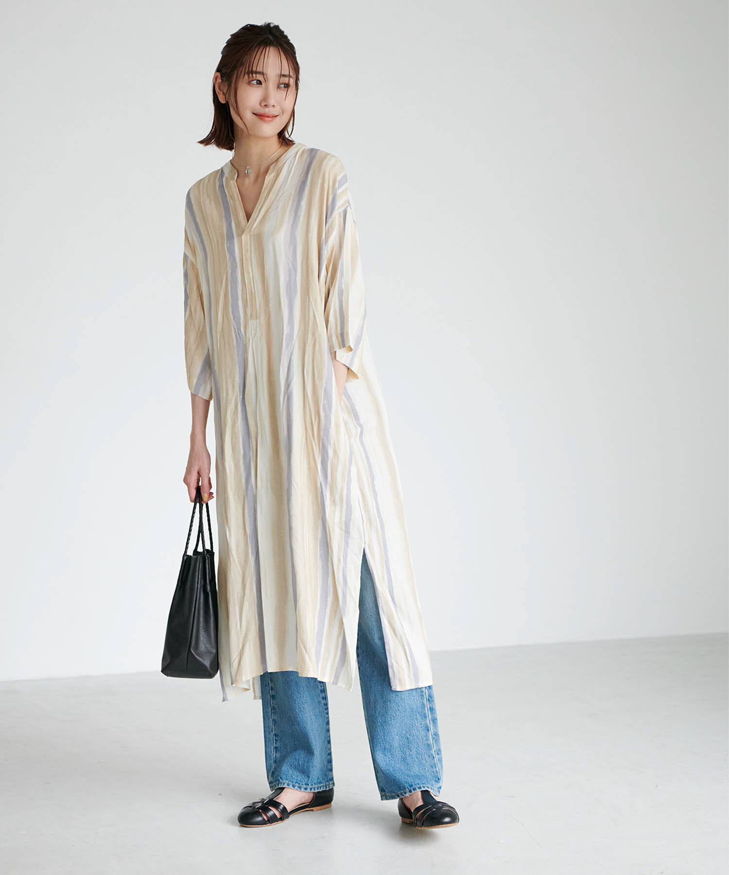 Rope&rsquo;Picnic「手書き風ストライプシャツワンピース」|その他|