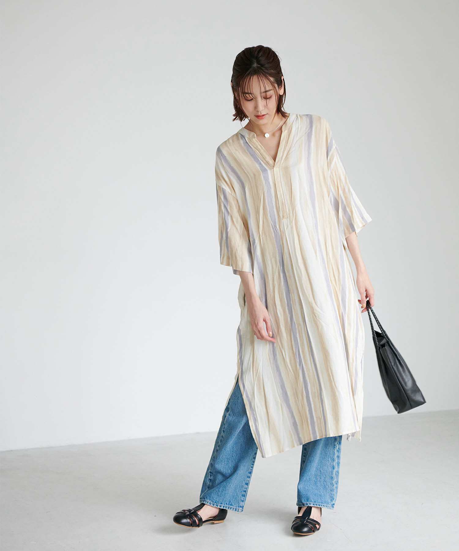 Rope&rsquo;Picnic「手書き風ストライプシャツワンピース」|その他|