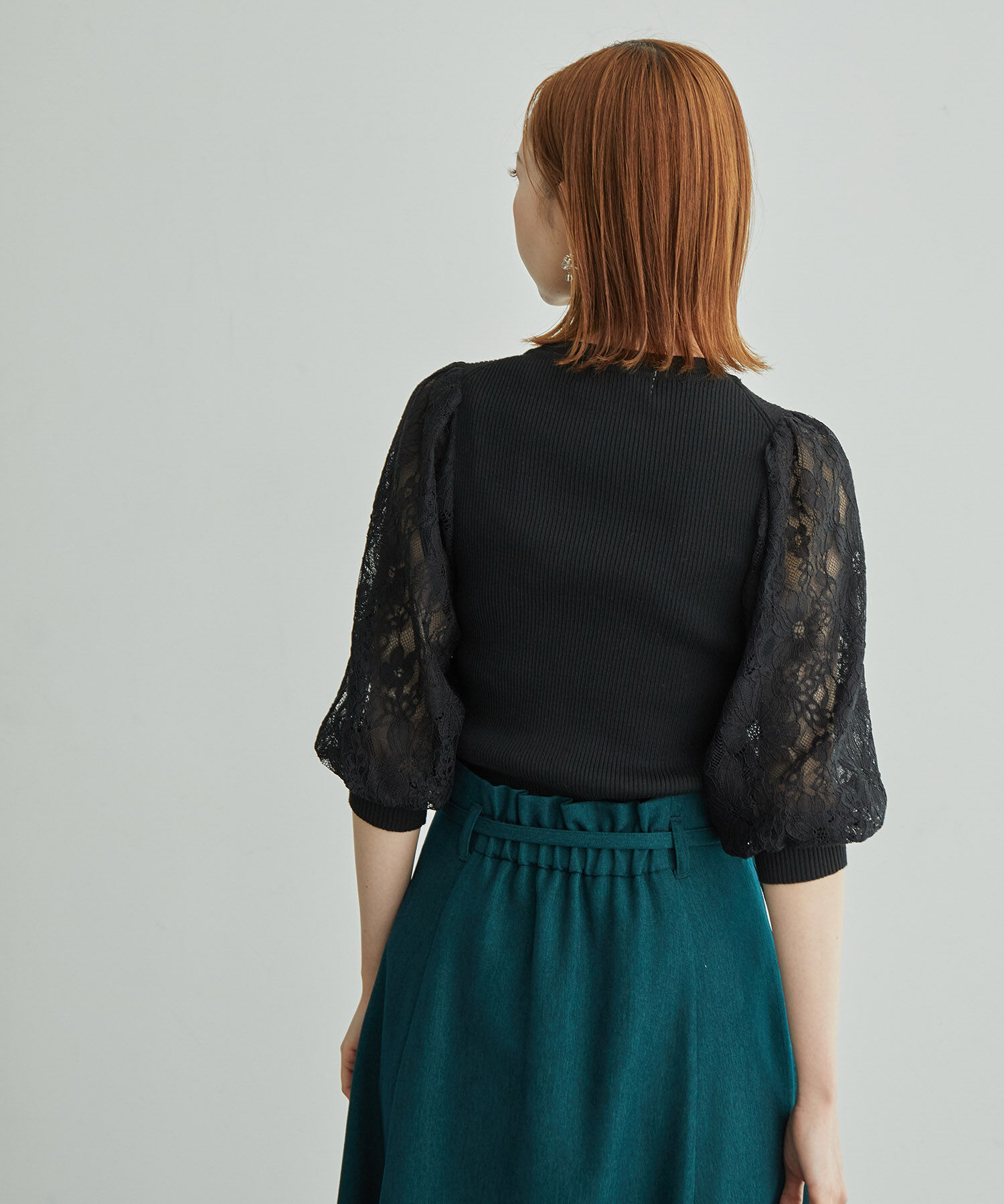 Rope&rsquo;Picnic「袖レースニットプルオーバー」|ニット・セーター|