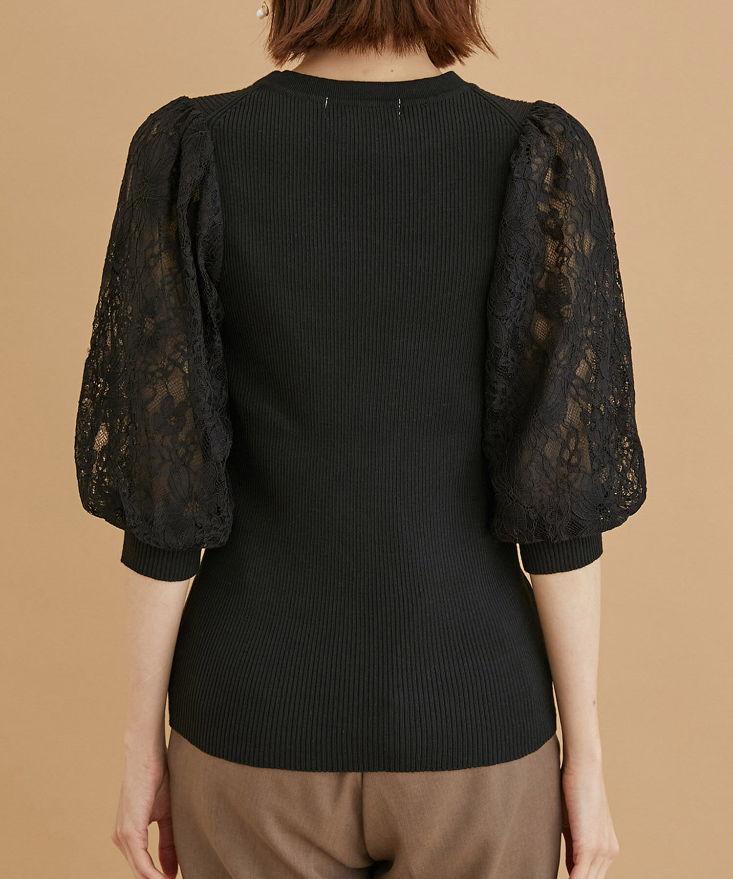 Rope&rsquo;Picnic「袖レースニットプルオーバー」|ニット・セーター|