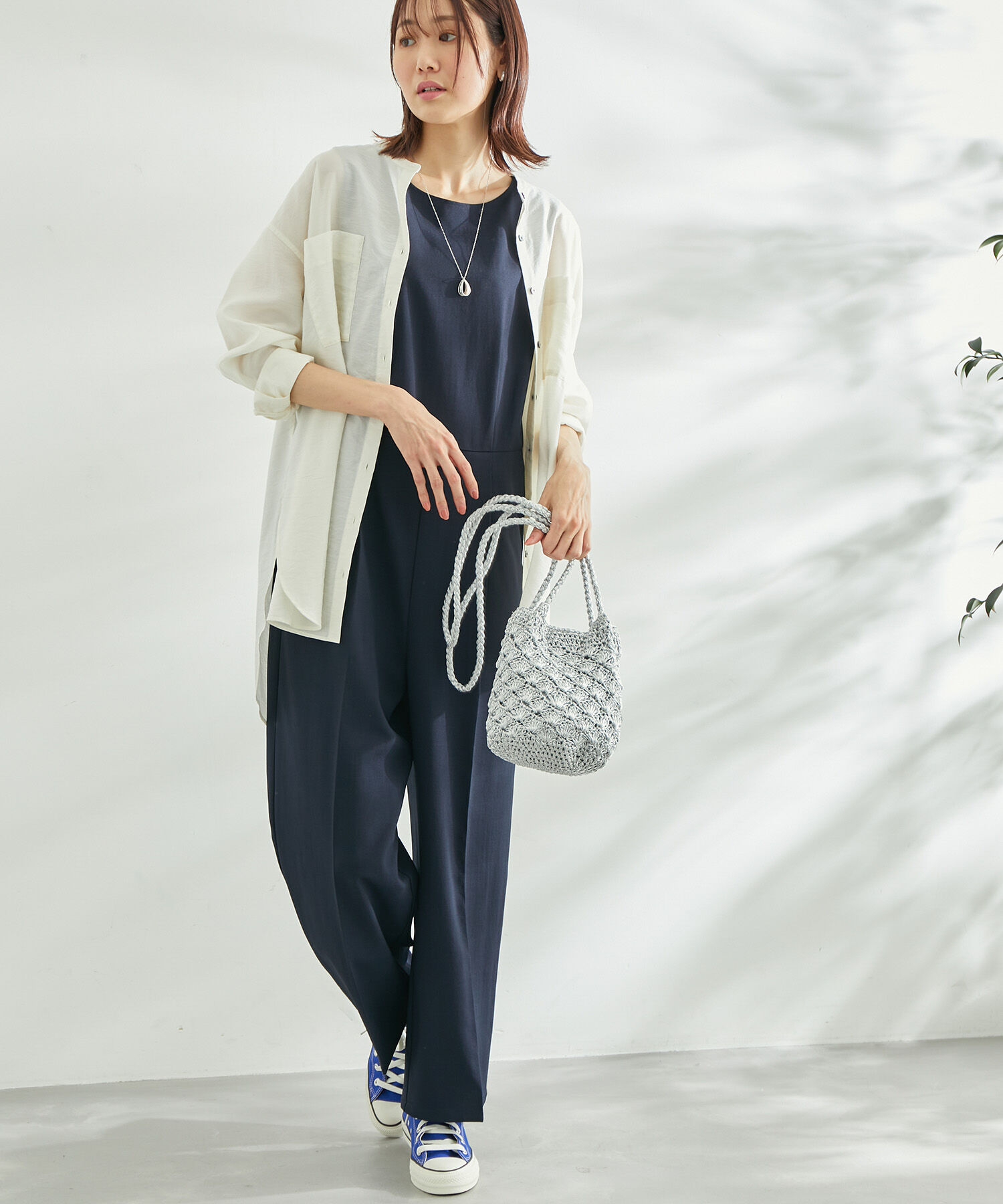 Rope&rsquo;Picnic「麻調オールインワン」|オールインワン|ネイビー(40)