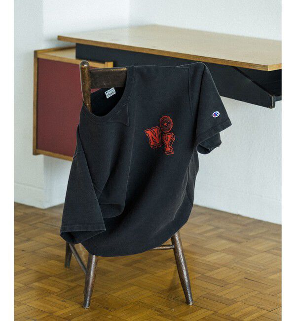 ADAM ET ROPE'「《別注》【Champion】REVERSE WEAVE SHORT SLEEVE SWEATSHIRT」|Tシャツ・カットソー|ブラック(01)