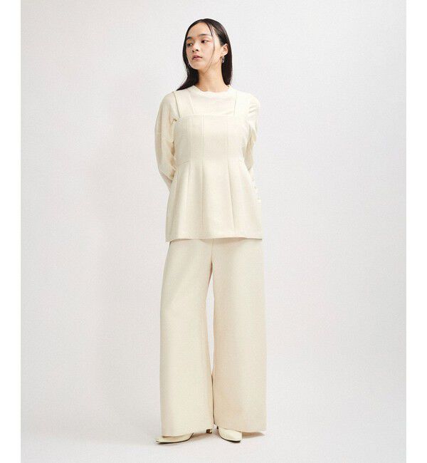 ADAM ET ROPE'「【逸品】・【サステナブル】ペプラムロンパース」|オールインワン|