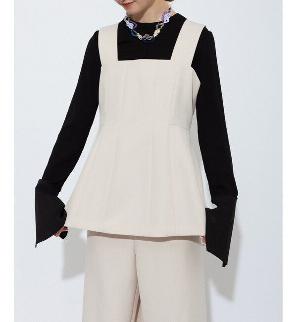 ADAM ET ROPE'「【逸品】・【サステナブル】ペプラムロンパース」|オールインワン|