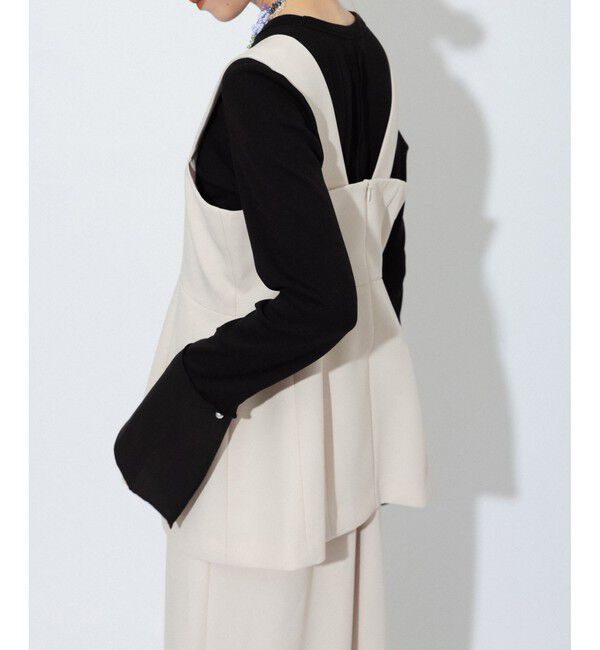 ADAM ET ROPE'「【逸品】・【サステナブル】ペプラムロンパース」|オールインワン|