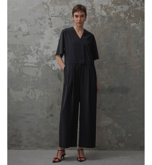 ADAM ET ROPE'「【EMOELLE】ハーフスリーブVネックオールインワン」|オールインワン|ブラック(01)