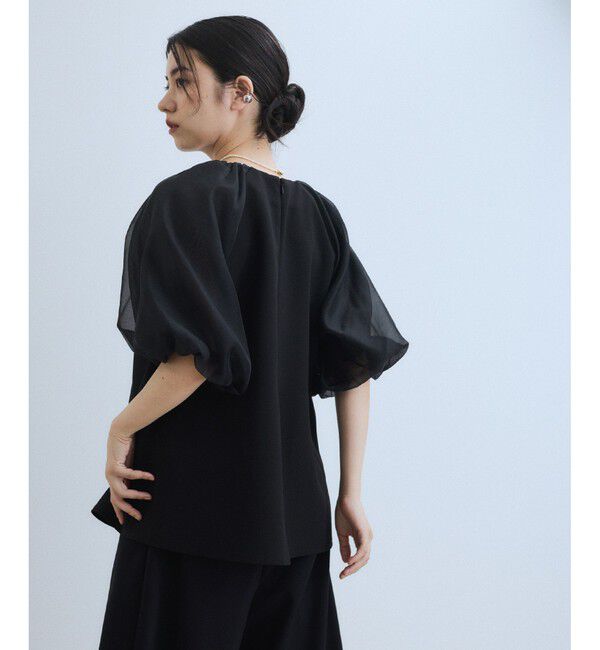 ADAM ET ROPE'「【WEB限定】シアーパフスリーブブラウス」|シャツ・ブラウス|