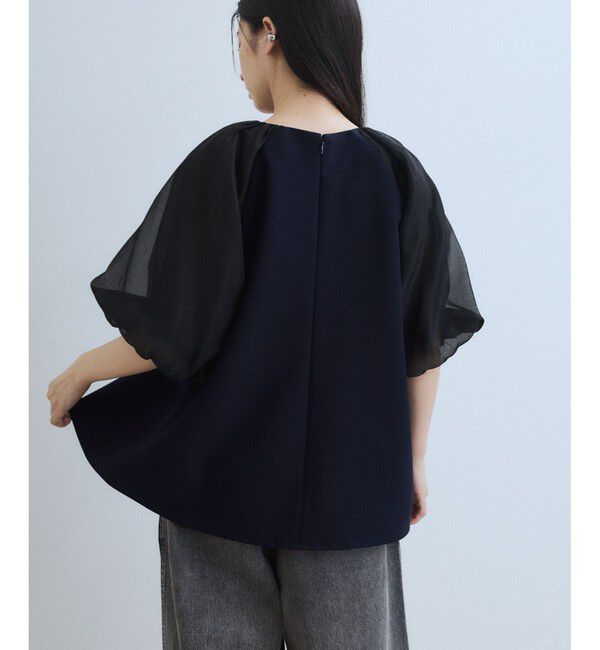 ADAM ET ROPE'「【WEB限定】シアーパフスリーブブラウス」|シャツ・ブラウス|