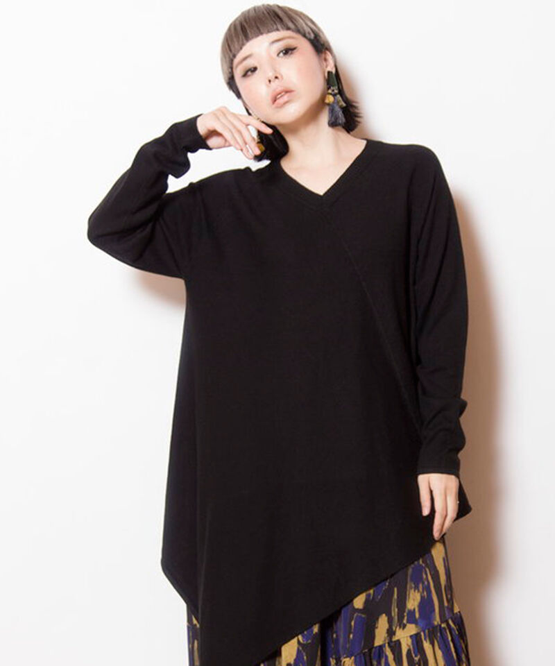  「アシンメトリーニットプルオーバー」|ニット・セーター|BLACK2