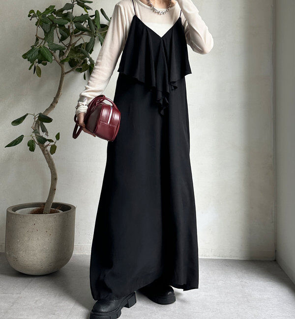  「前後2WAYフリルキャミワンピース」|ワンピース|ブラック