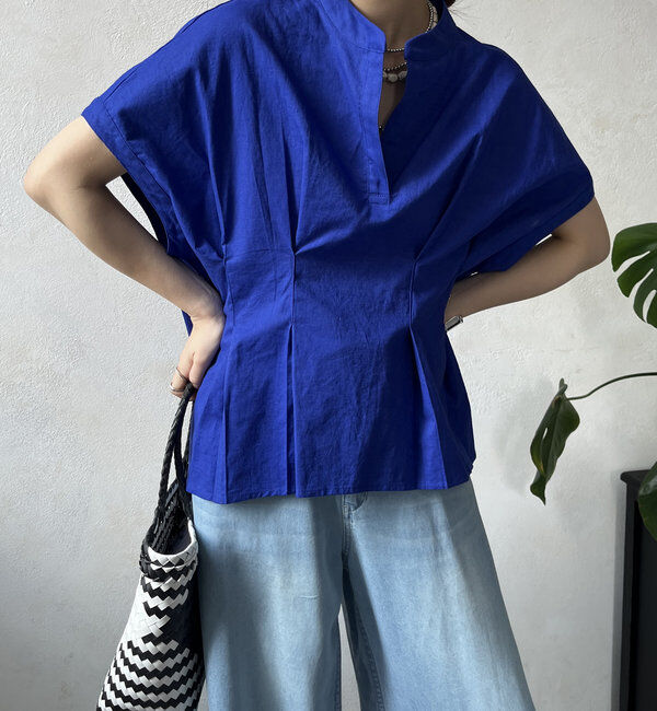  「【WEB限定】コットンリネンタックブラウス」|シャツ・ブラウス|