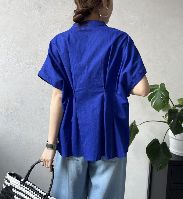  「【WEB限定】コットンリネンタックブラウス」|シャツ・ブラウス|