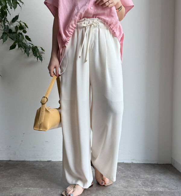  「ドロストワイドパンツ」|チノ|オフホワイト