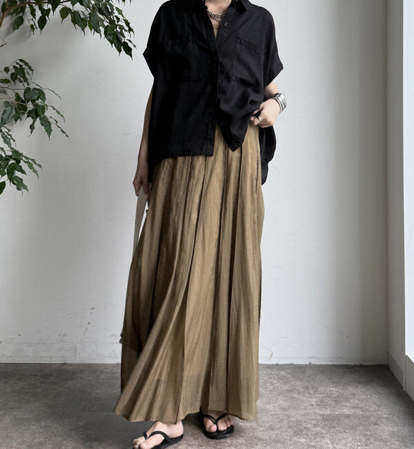  「【WEB限定】リヨセル&times;ジョーゼット切替シャツ」|シャツ・ブラウス|