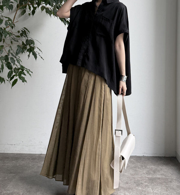  「【WEB限定】リヨセル&times;ジョーゼット切替シャツ」|シャツ・ブラウス|