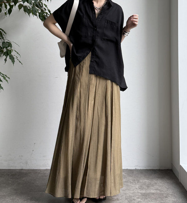  「【WEB限定】リヨセル&times;ジョーゼット切替シャツ」|シャツ・ブラウス|