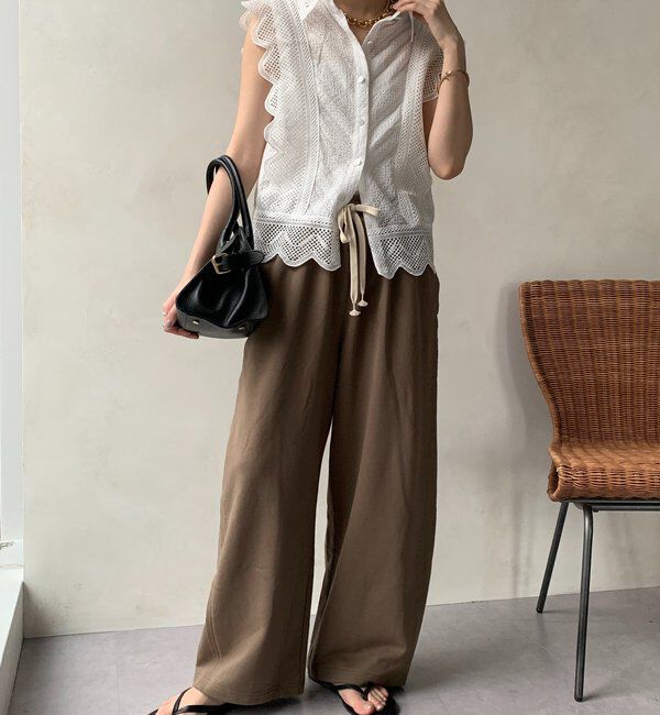  「【WEB限定】エリ付レースタンクブラウス」|シャツ・ブラウス|