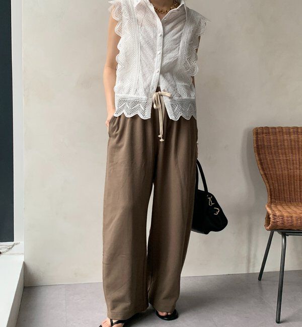  「【WEB限定】エリ付レースタンクブラウス」|シャツ・ブラウス|