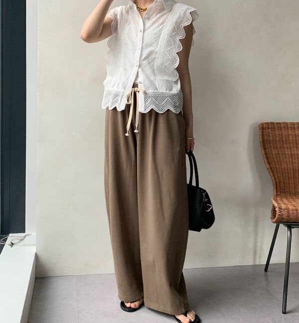  「【WEB限定】エリ付レースタンクブラウス」|シャツ・ブラウス|