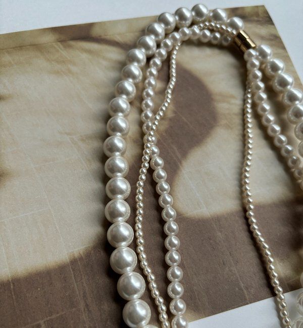  「マグネット3連パールネックレス」|ネックレス|