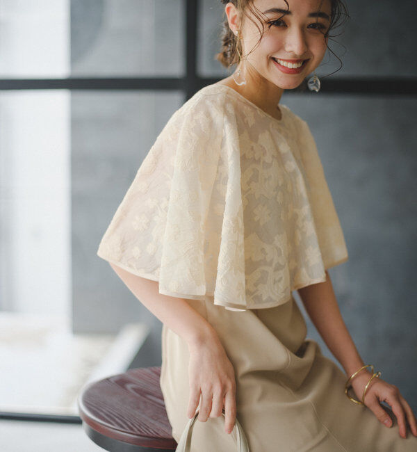  「【オケージョンドレス/結婚式】Cape layerd bare dress」|ドレス|