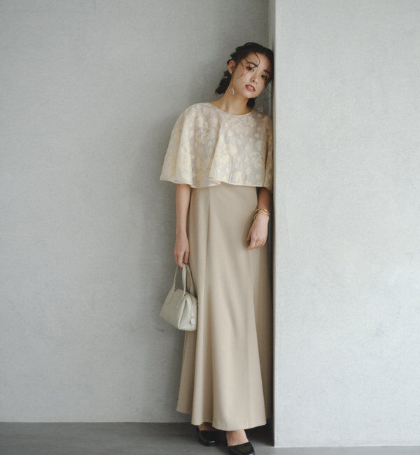  「【オケージョンドレス/結婚式】Cape layerd bare dress」|ドレス|