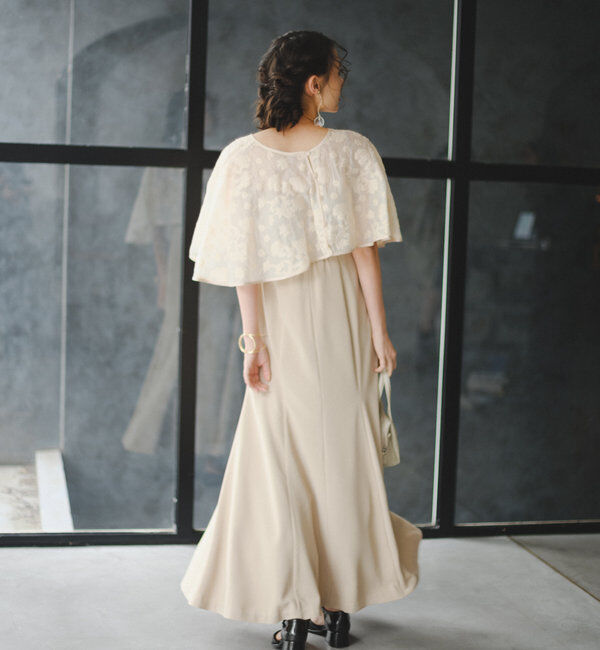  「【オケージョンドレス/結婚式】Cape layerd bare dress」|ドレス|
