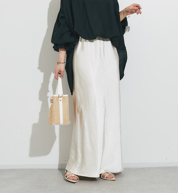  「《ソフトな艶やかさで上品見え》ビンテージサテンスカート」|スカート|