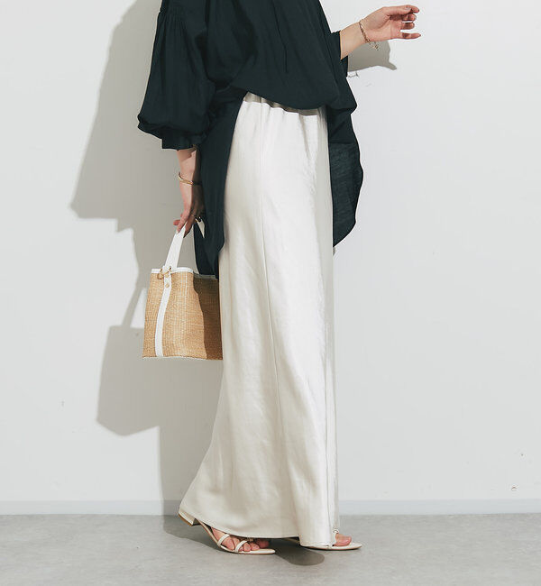  「《ソフトな艶やかさで上品見え》ビンテージサテンスカート」|スカート|