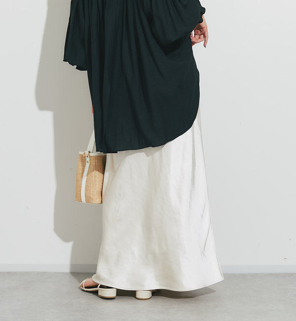  「《ソフトな艶やかさで上品見え》ビンテージサテンスカート」|スカート|