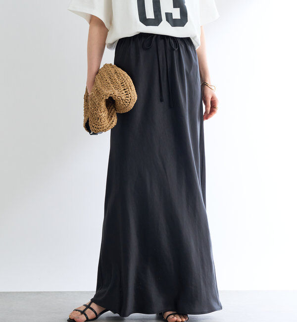  「《ソフトな艶やかさで上品見え》ビンテージサテンスカート」|スカート|