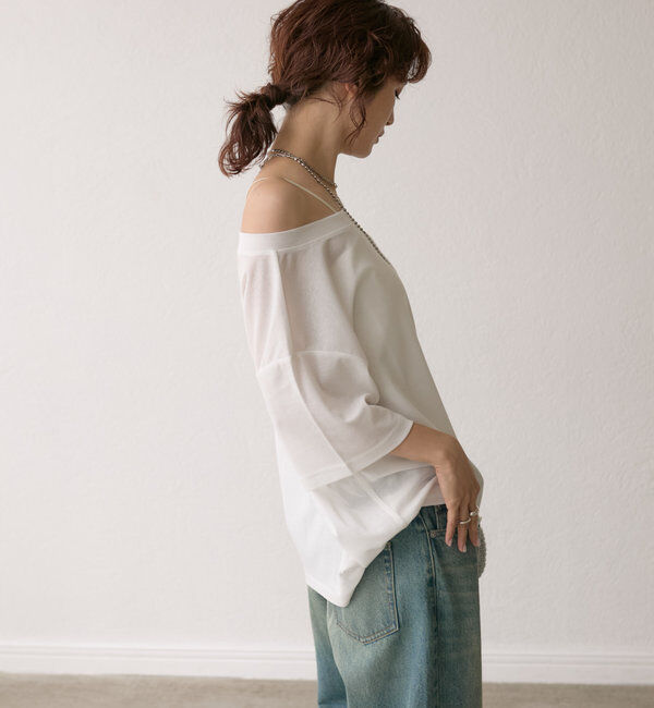  「【MONN.:.(モン)】オープンネックTee」|Tシャツ・カットソー|