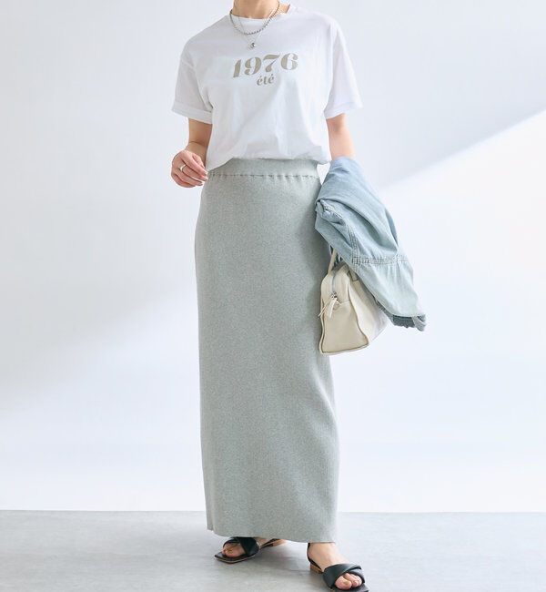  「【美シルエット】コットンリブニットスカート」|スカート|