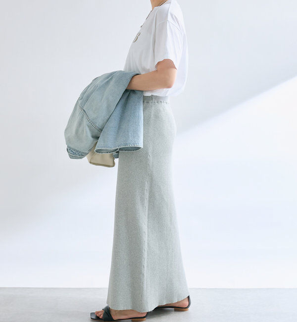  「【美シルエット】コットンリブニットスカート」|スカート|