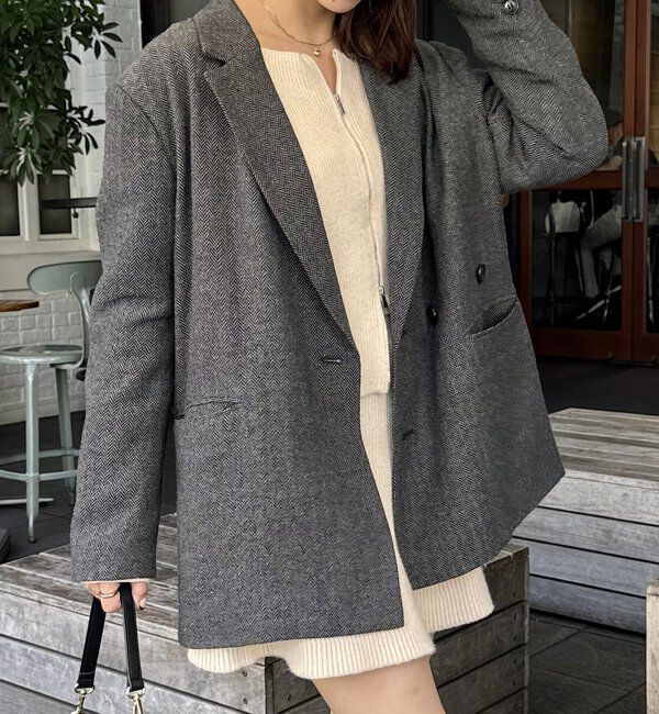  「【SNS総再生回数400万回突破！セットアップ対応】オーバーダブルジャケット」|テーラードジャケット|グレーその他3