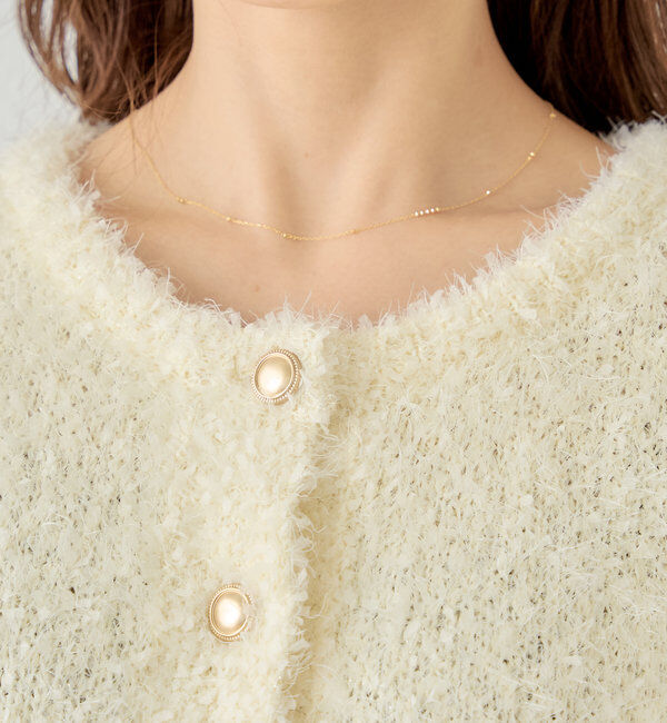  「【セットアップ対応】ラメシャギー金釦コンパクト長袖カーディガン」|カーディガン|