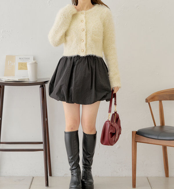  「【セットアップ対応】ラメシャギー金釦コンパクト長袖カーディガン」|カーディガン|