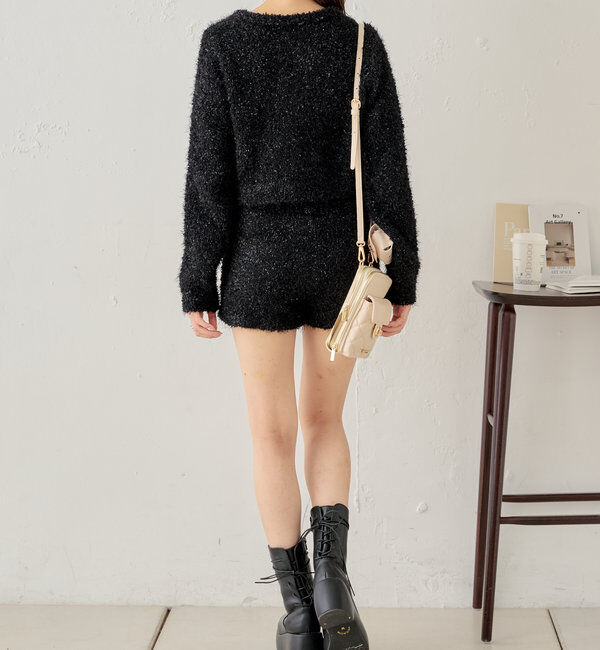  「【セットアップ対応】ラメシャギー金釦コンパクト長袖カーディガン」|カーディガン|