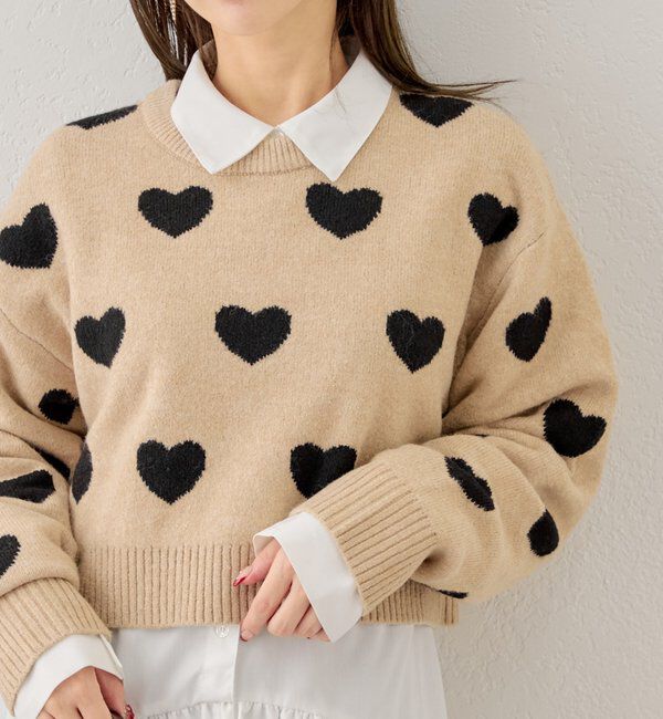 「【リバーシブル】ハートジャガードニット」|ニット・セーター|