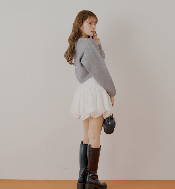  「【REVIVAL/WEB限定】襟取り外しロゴジャガードショートニット」|ニット・セーター|